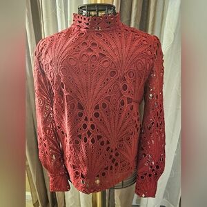 Elegant Red Lace Women's Top